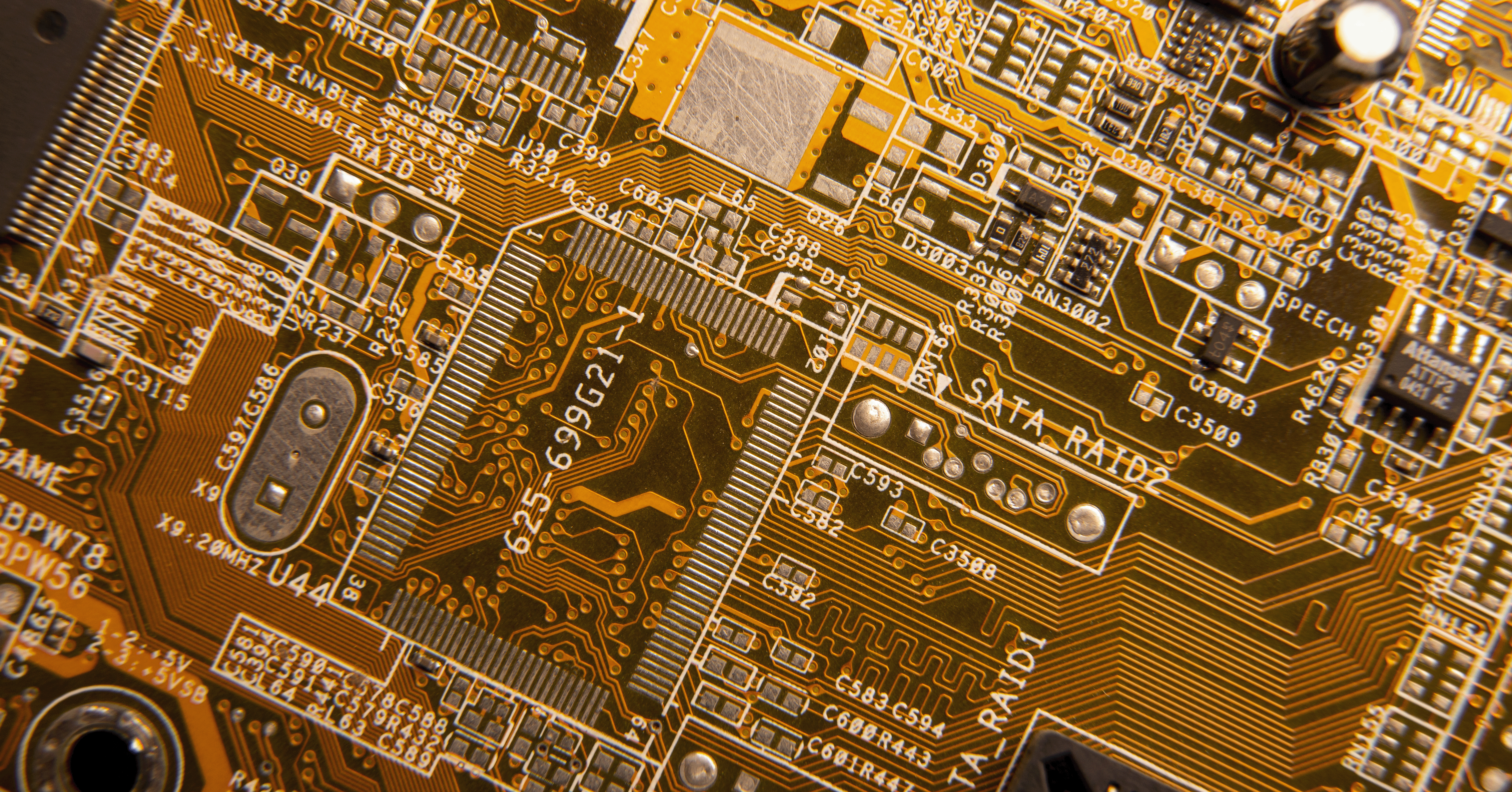 flat lay circuit board close-up